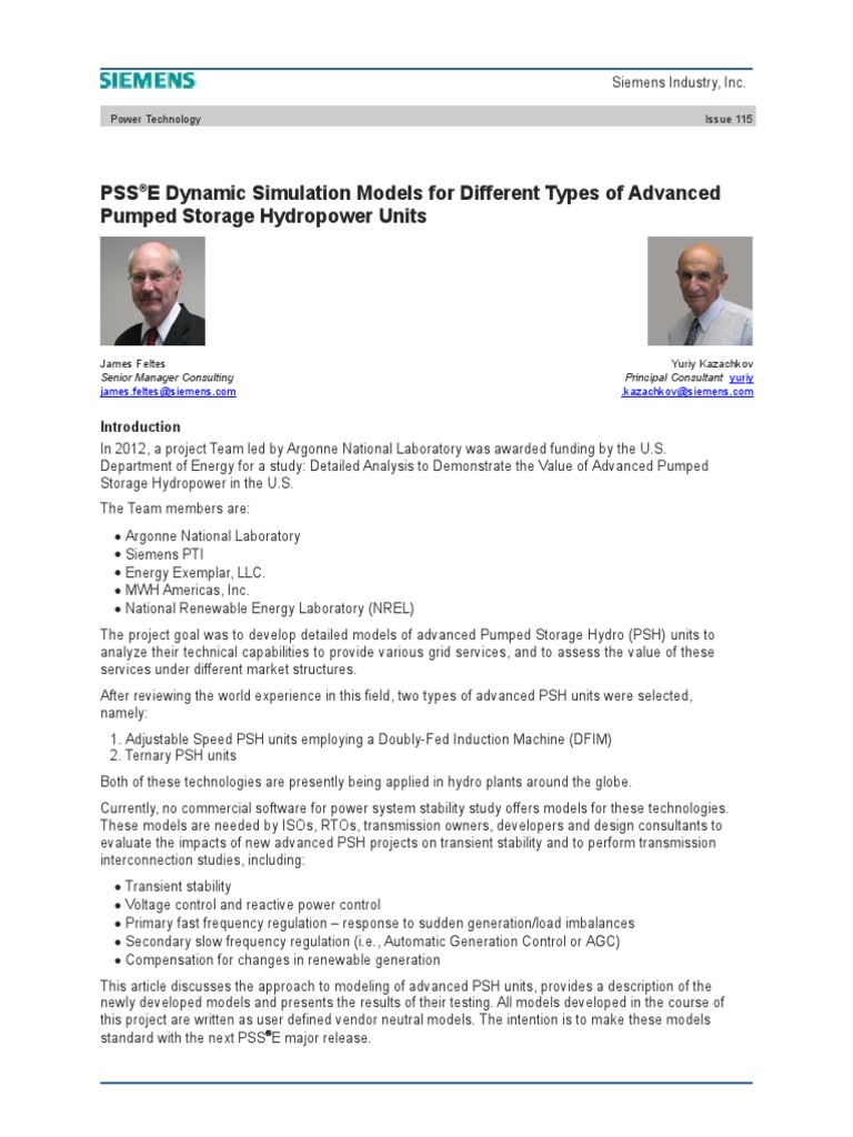 Pss e Dynamic Simulation Models For Different Types of Advanced Pumped ...