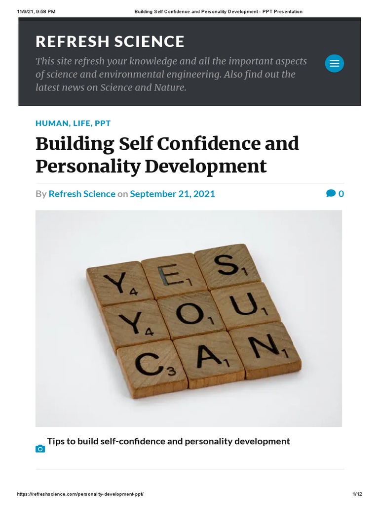Building Self Confidence And Personality Development Ppt Presentation