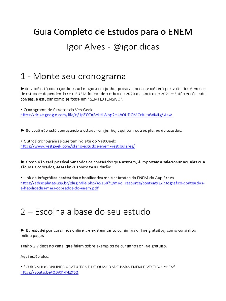 Guia de Estudos para o ENEM 2023 | PDF | Tempo | Cupom