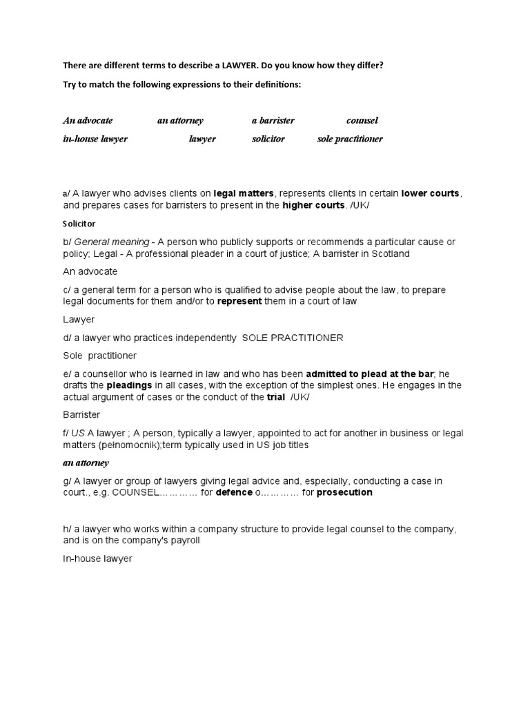LAWYERS - Matching Ex | PDF