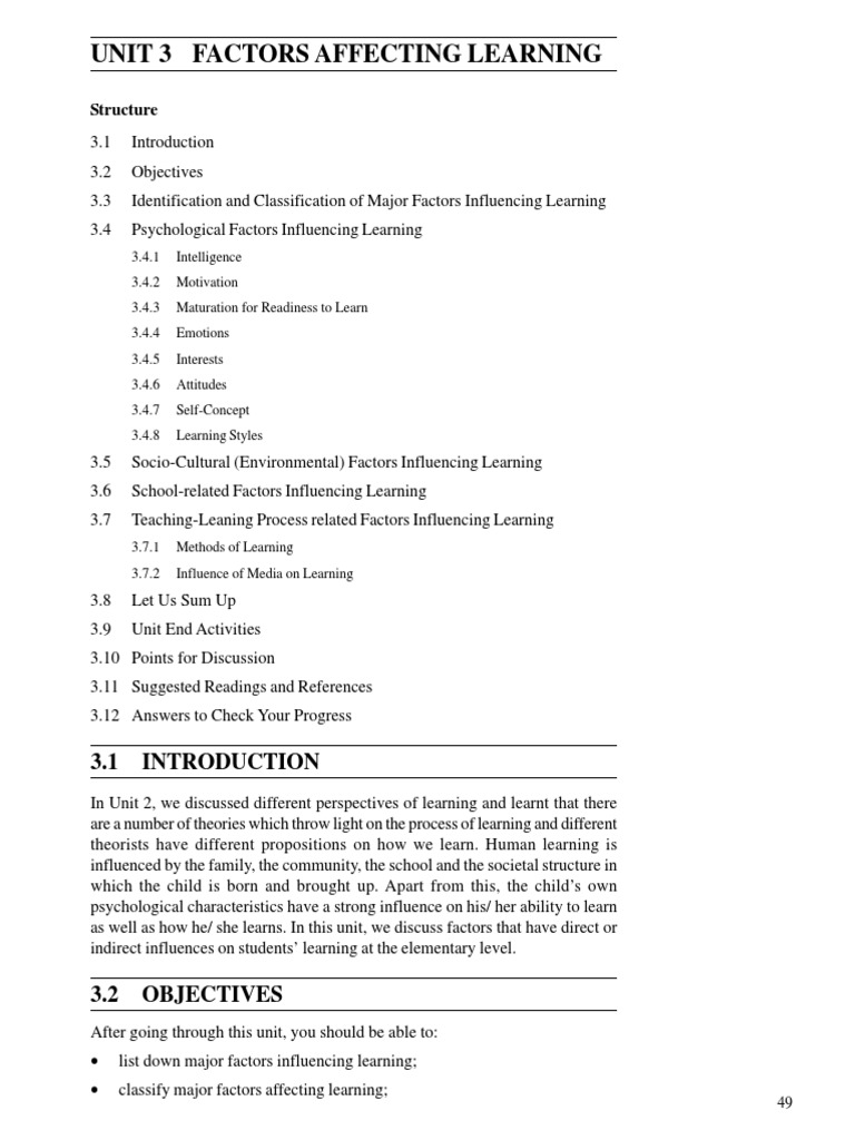 05 - Factors Affecting Learning | PDF | Motivational | Motivation