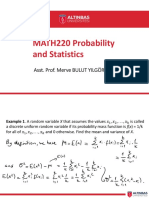 MATH220 Probability and Statistics: Asst. Prof. Merve BULUT YILGÖR