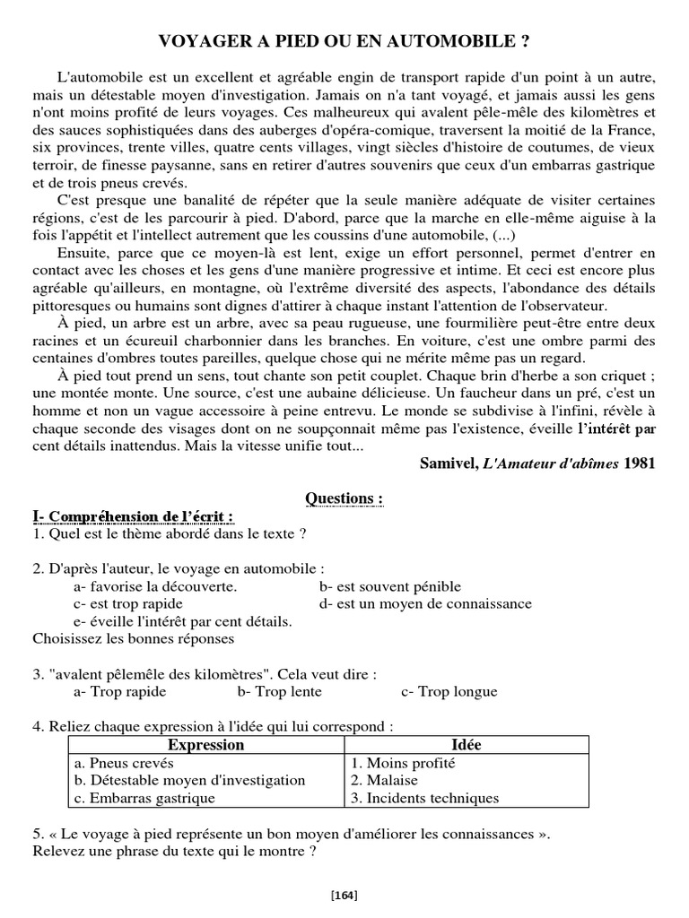 Sujet Corrigé Sur Le Voyage Voyager A Pied, 2APh | PDF