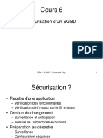 Cours 6. Sécurisation D Un SGBD. DBA - M1ASR - Université Evry 1