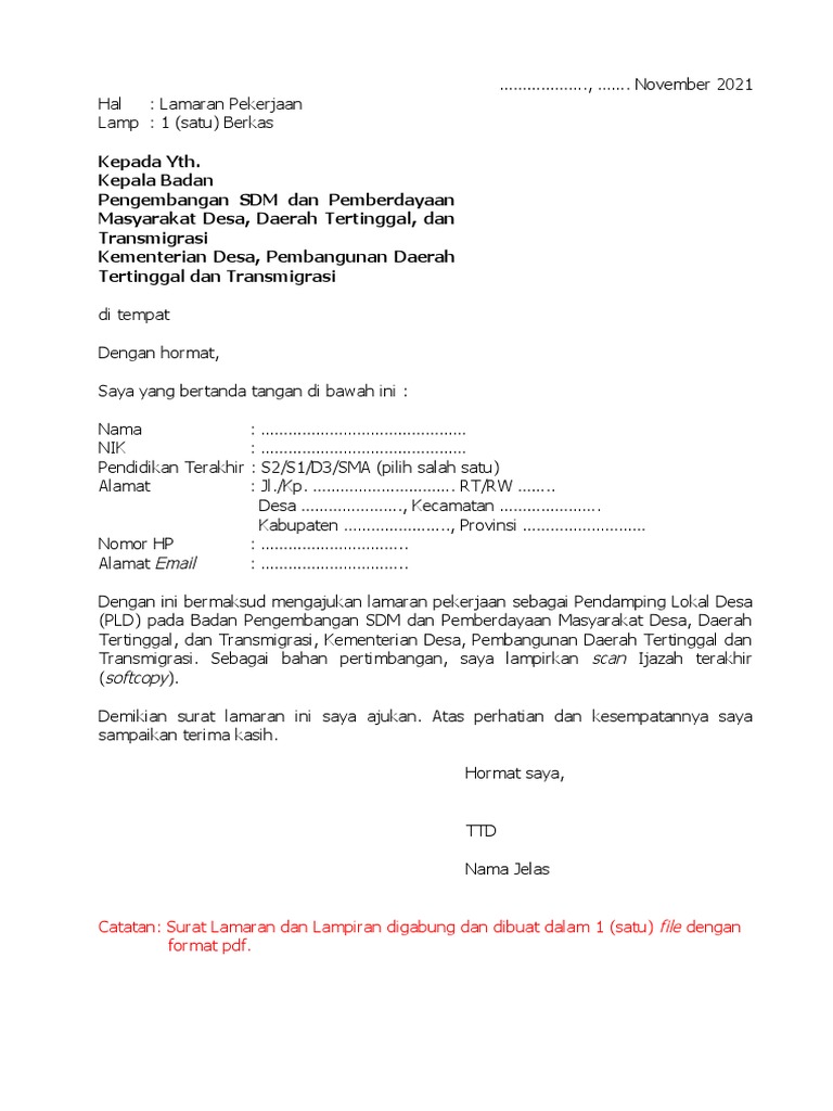 Download 93+ Contoh Surat Lamaran Kerja Pdf 2021 Terbaru Gratis