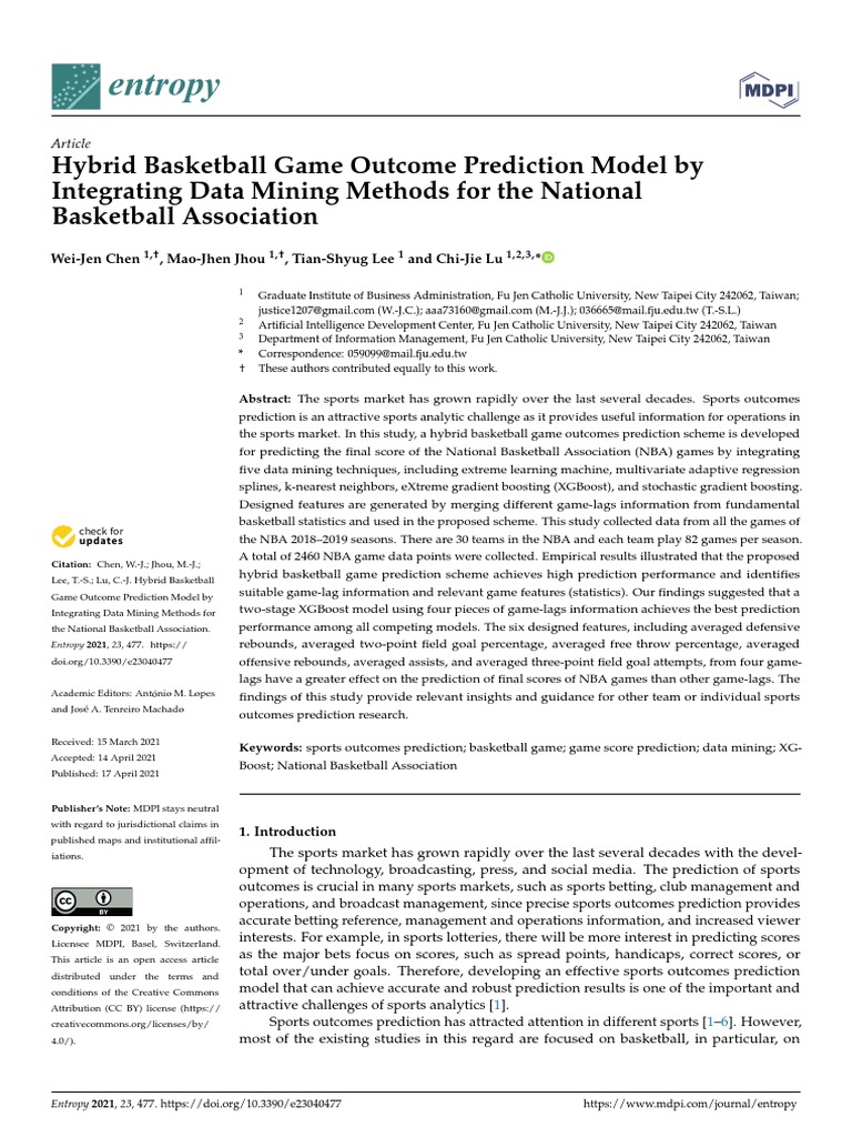 Hybrid Basketball Game Outcome Prediction Method | PDF | Regression ...