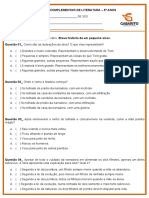 ATIVIDADE COMPLEMENTAR DE LITERATURA - 5º ANOS (BREVE AMOR)