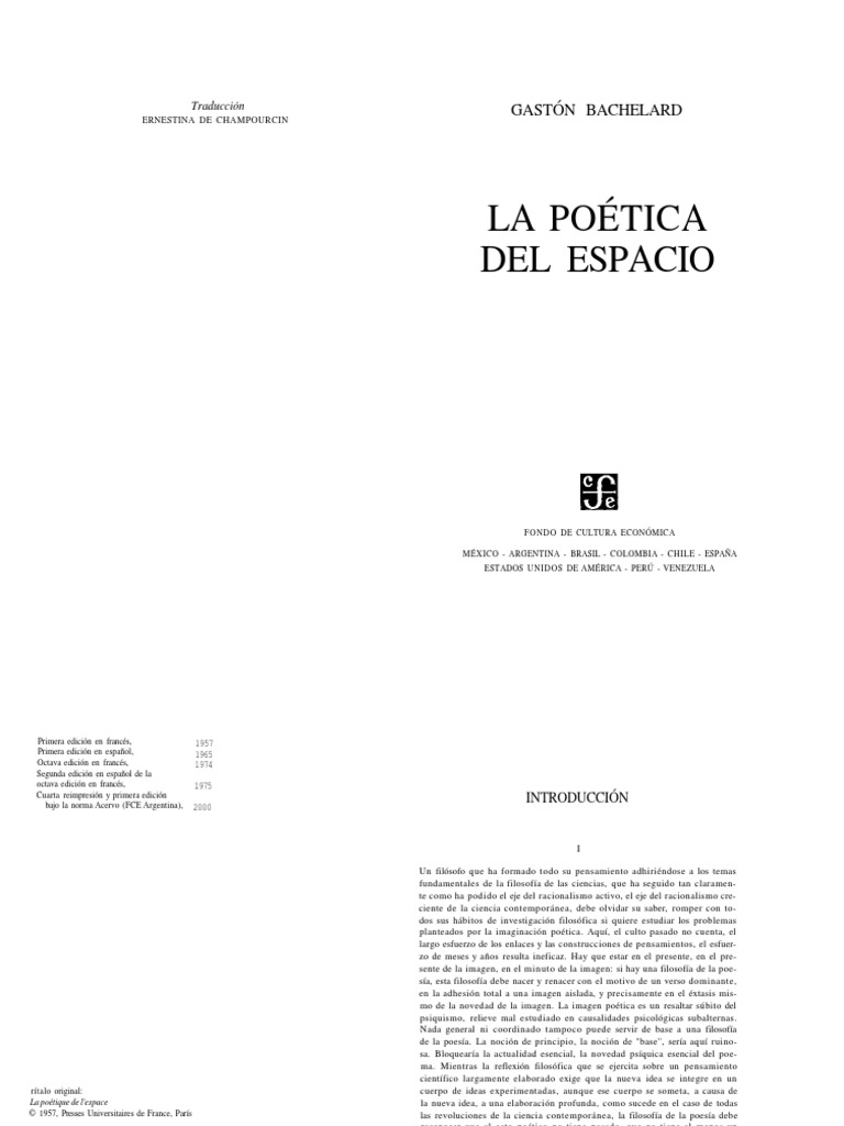Bachelard Gaston La Poetica Del Espacio | PDF | Poesía | Edgar Allan Poe