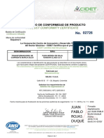 Certificado de conformidad para transformadores de corriente Blox