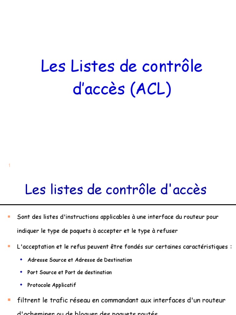 Configuration des ACL sur Routeurs | PDF | Adresse IP | Pare-feu ...