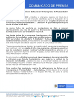 Comunicado Aplazamiento