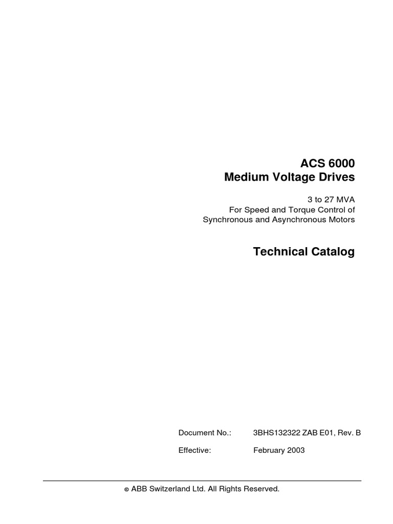 ACS6000 Technical Catalog | PDF | Rectifier | Power Inverter