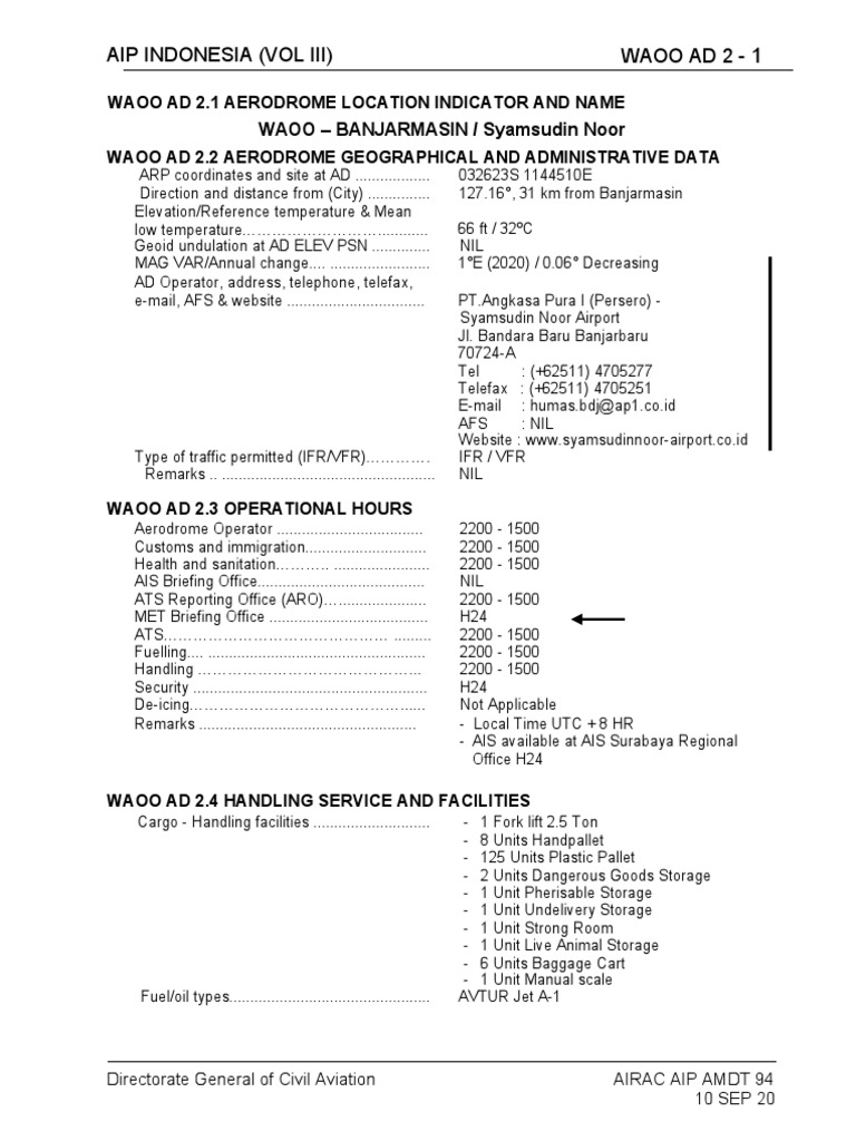 137-WAOO AD 2.1 To AD 2.24 AIRAC AIP AMDT 99 28 JAN 21 | PDF | Visual ...