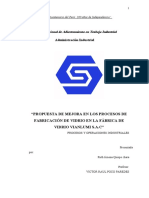 Analisis y Propuesta de Mejora en El Area de Produccion de Vidrio Templado en La Corporacion Vidrio Vianlumi S