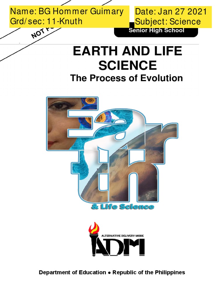 Template - EarthandLifeSci12 - Q2 - Mod13 - Process - of - Evolution ...