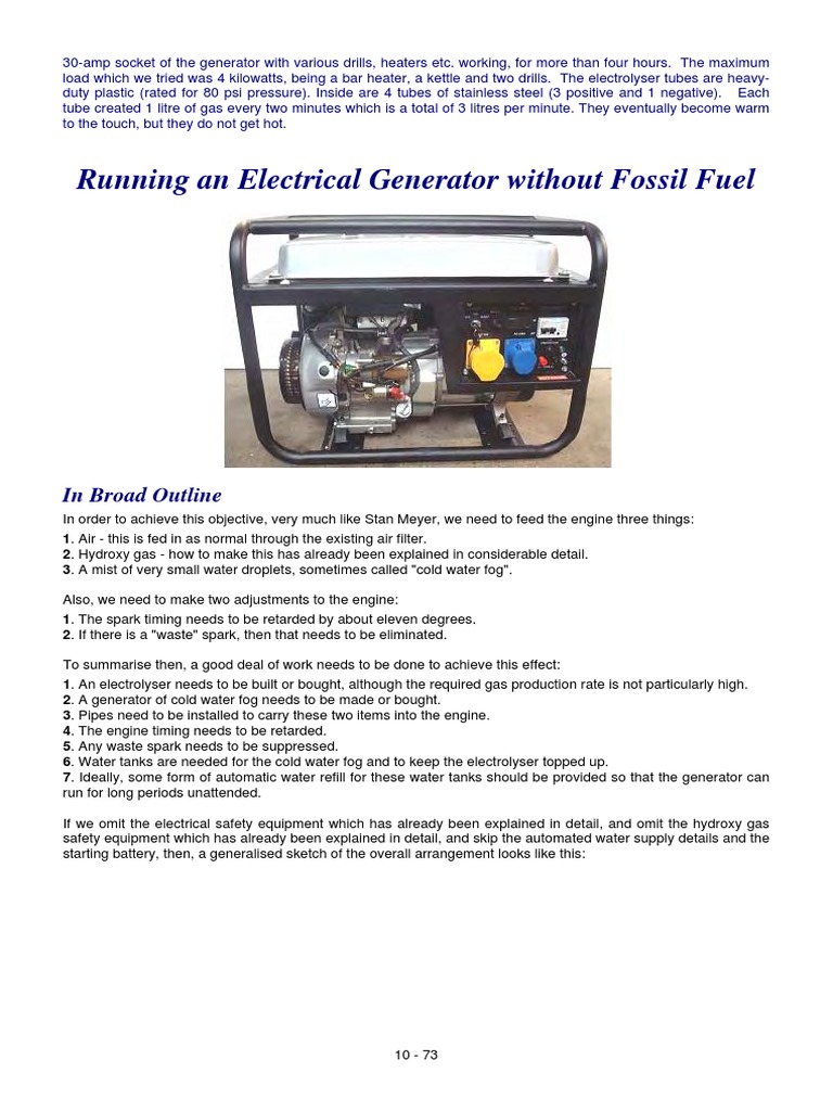 Use Water For Fuel Generator PDF Carbon Engines