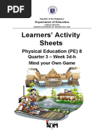 Learners' Activity Sheets: Physical Education (PE) 8