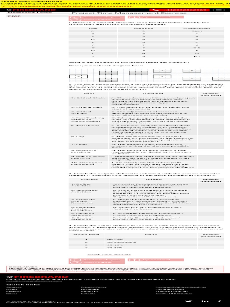 Project Time Management Exercise - Firebrand Learn | PDF | Business ...