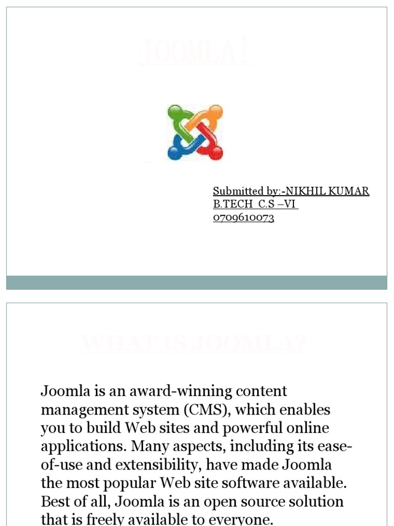 Joomla! Overview and Applications | PDF | Joomla | World Wide Web