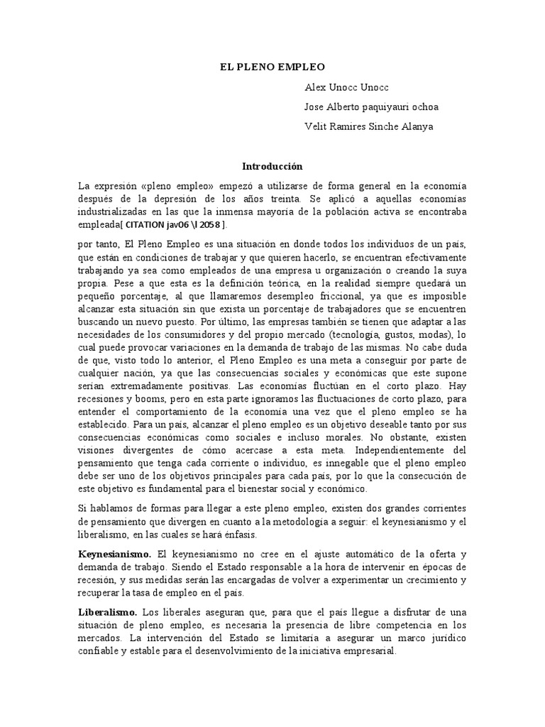 El Pleno Empleo PDF Curva de Phillips Inflación
