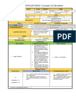 DAILY LESSON PLAN YEAR 1 (Lesson 21) Revision: Week DAY Date Class Subject Time