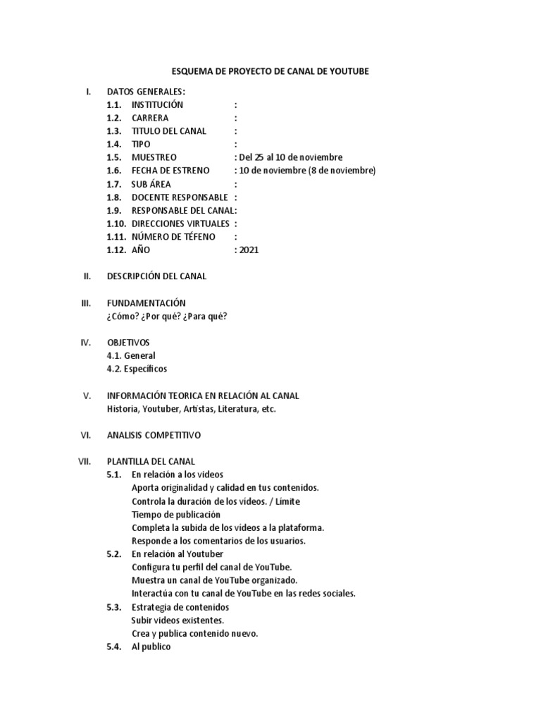 8710 - File - ESQUEMA DE PROYECTO DE CANAL DE YOUTUBE | PDF | Youtube ...