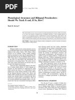 Phonological Awareness and Bilingual Preschoolers: Should We Teach It And, If So, How?