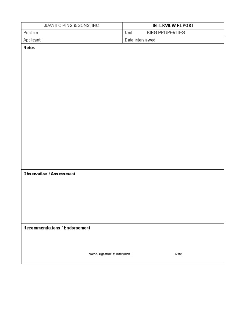 HR F0023 Interview Report | PDF