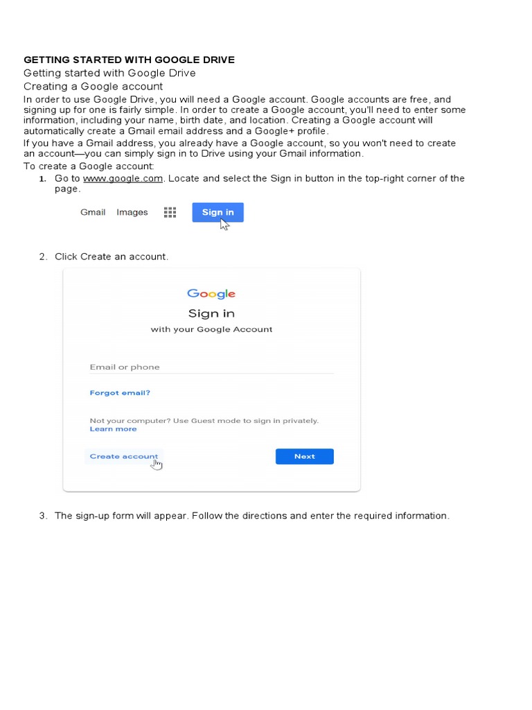 Getting Started With Google Drive Ict10 | PDF | Gmail | World Wide Web