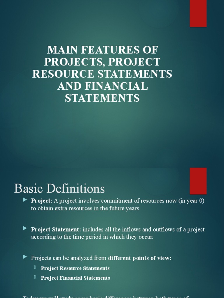 Main Features of Projects, Project Resource Statements and Financial ...