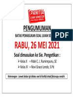 Pengumuman Batas Pemasukan Soal