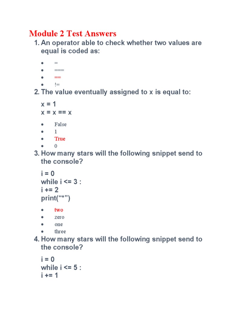 Module 2 Test Answers Py | PDF | Computer Programming | Software ...