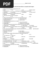 Name: - Date: 11-11-20 What I Know Choose The Letter of The Answer. Write The Chosen Letter On A Separate Sheet of Paper