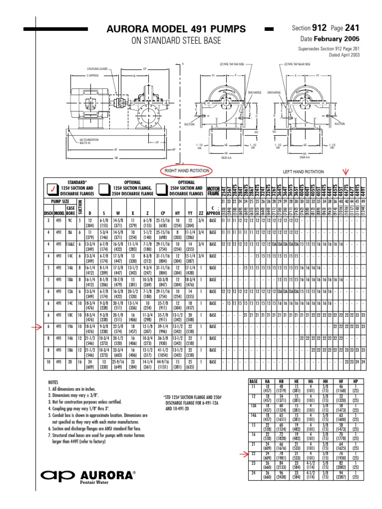 Aurora Model 491 Pumps Technical Specifications | PDF | Mechanical ...
