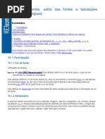 Alinhamentos, estilo das fontes e tabulações horizontais (réguas) nos docume