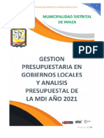 GESTION PRESUESTARIA Y ANALISIS DEL PTO MDI-2021