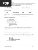 Demographic Questionnaire Pg. 1