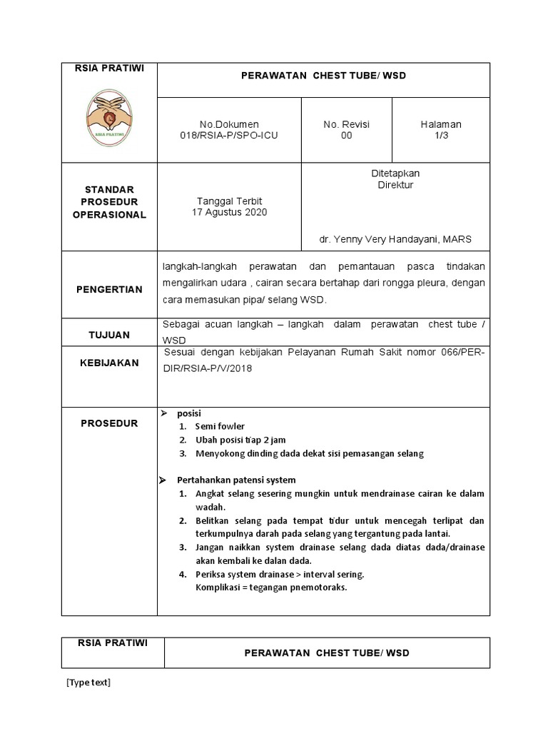 Perawatan Chest Tube dan WSD | PDF