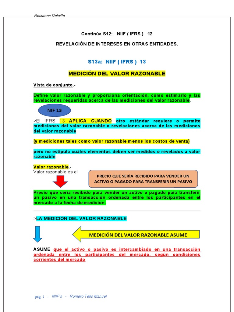 Medición y Revelación del Valor Razonable | PDF | normas ...