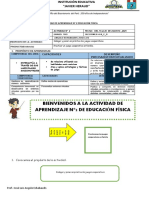 HOJA DE TRABAJO EDUCACION FISICA SEMANA 20 Del 16 Al 20 de AGOSTO