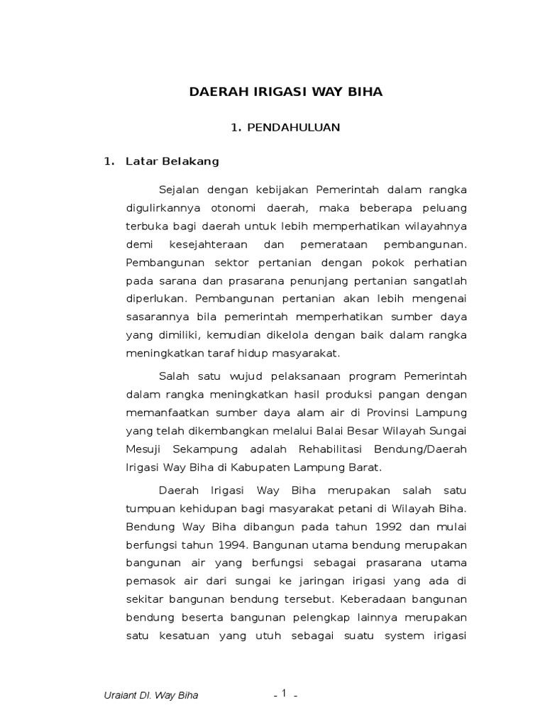 Rehabilitasi Bendungan Way Biha | PDF