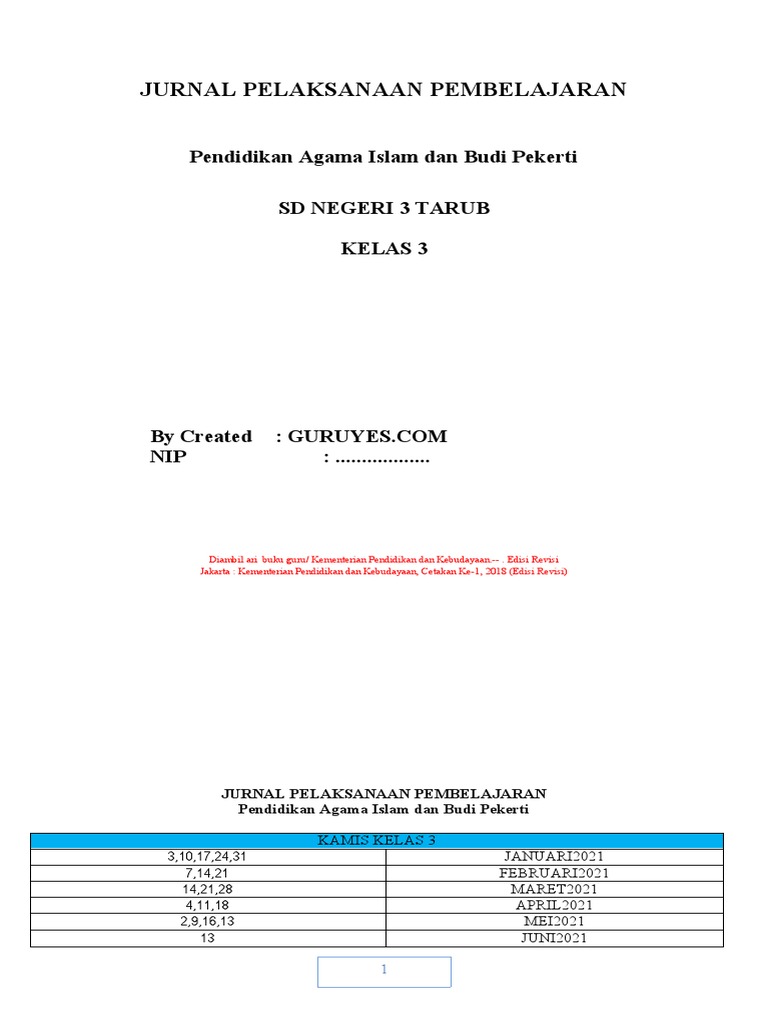 Jurnal Pembelajaran Agama Kelas 3 | PDF