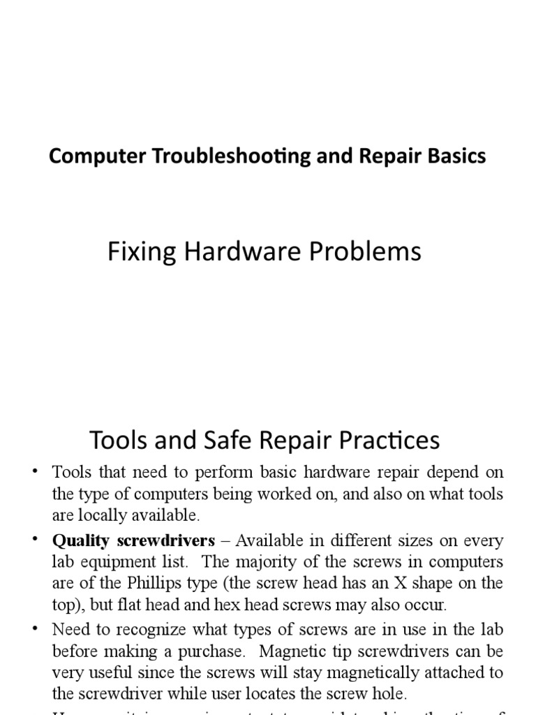 Fixing Hardware Problems: Computer Troubleshooting and Repair Basics ...