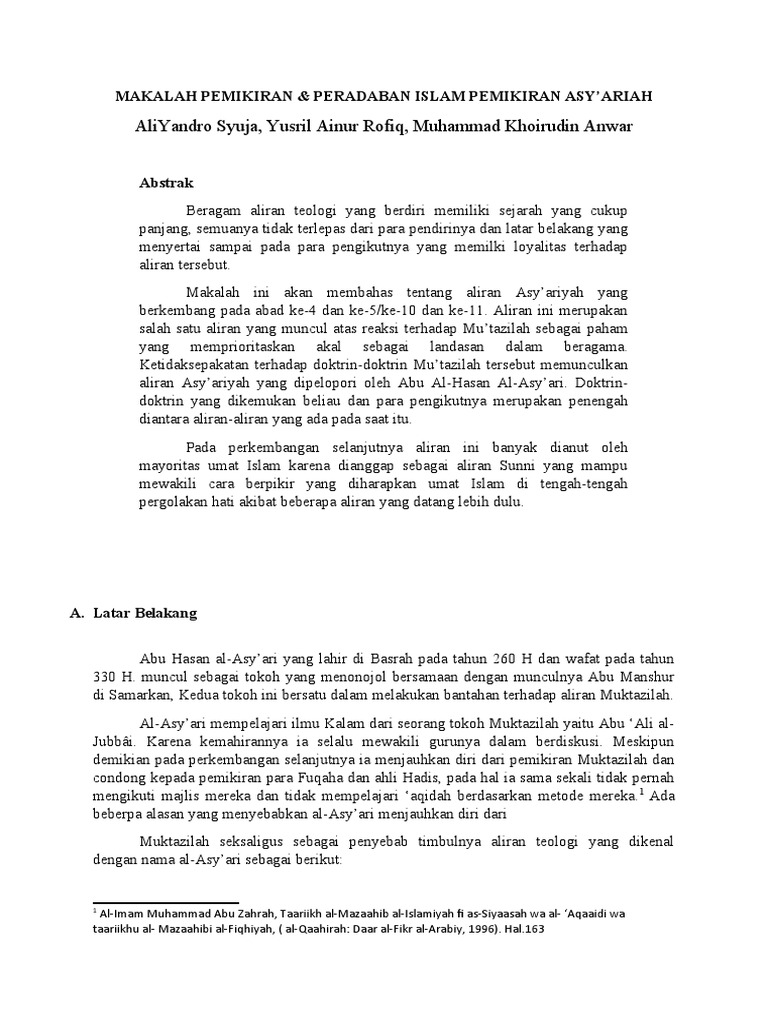 Kel 7 Pemikiran Asy'ariah Revisi | PDF