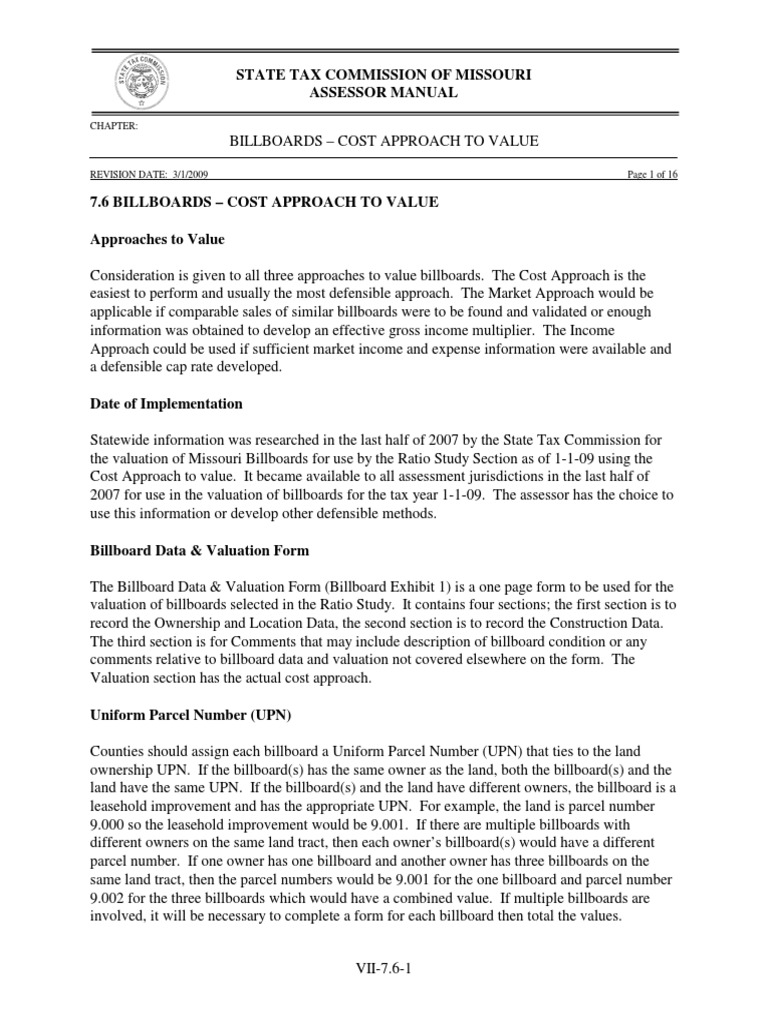 State Tax Commission of Missouri Assessor Manual PDF Real Estate