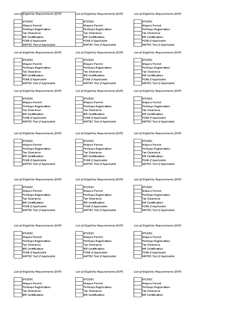 SVP Eligibility Requirements Checklist | PDF | Government