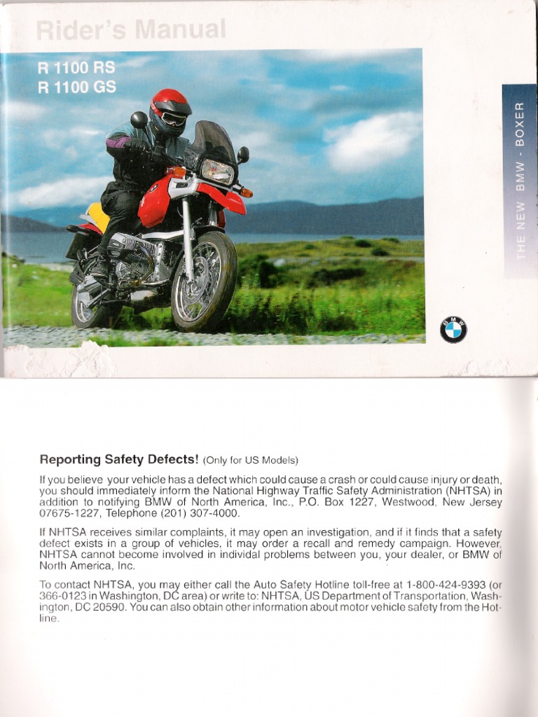 BMW R1100 Riders Manual | PDF