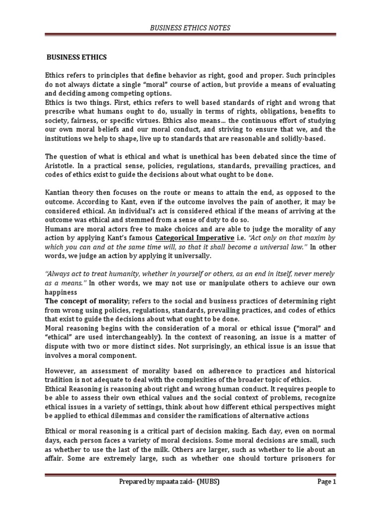 Business Ethics Overview and Principles | PDF | Morality | Business Ethics