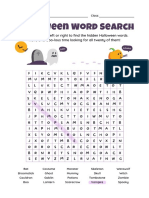 Dark Purple Illustrated Halloween Word Search Worksheet