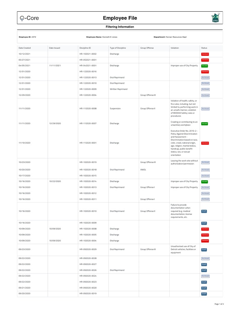 Employee File Filtering Information PDF Government And Personhood
